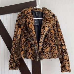 Faux Fur Animal Print Coat
